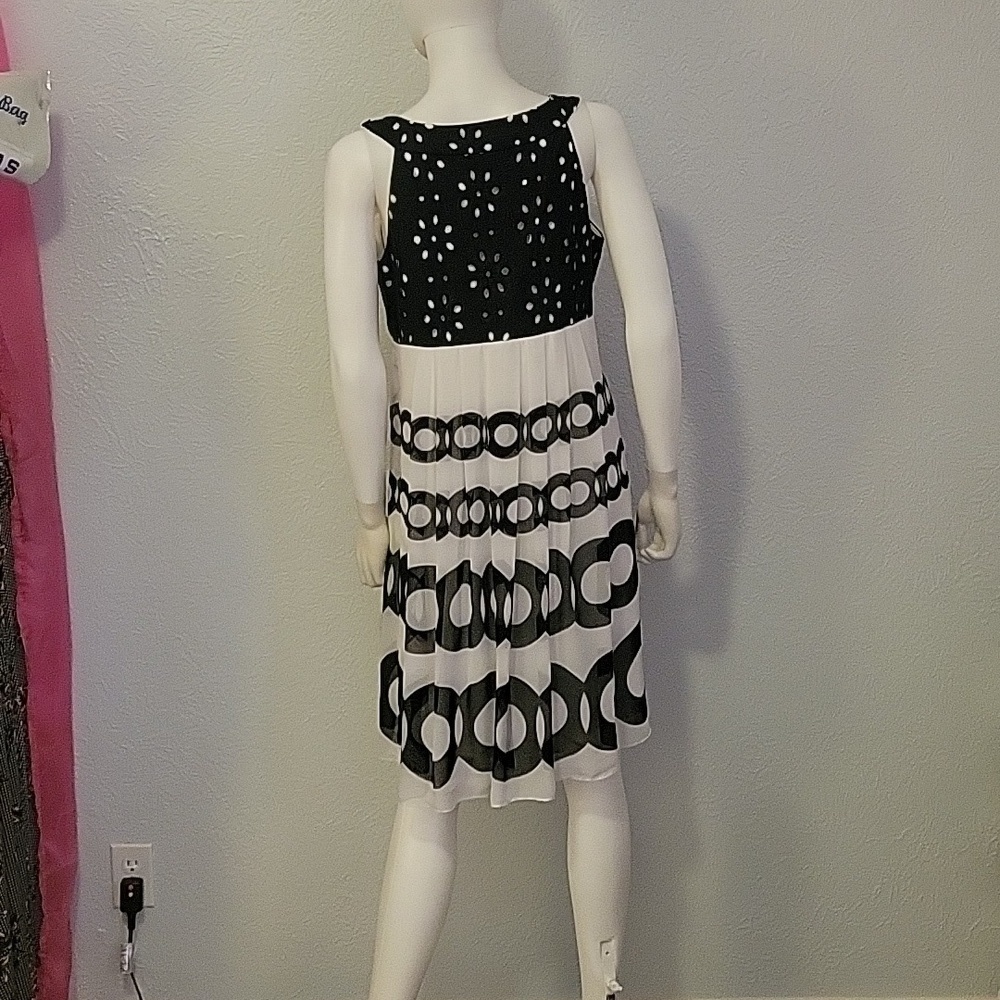 Sangria Monochrome Halter Atomic Mod Babydoll High Waist Chiffon Jumper Dress - Picture 6 of 9